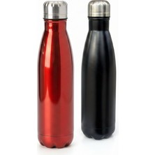 500 ml Kırmızı ve Siyah 2'li Termos Takımı - Çelik Termos Matara - 304 Paslanmaz Sızdırmaz Vakumlu