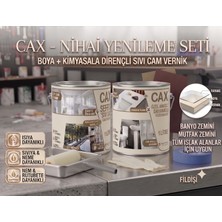 CAXCOLORS Cax 1 Litre Islak Alan Fayans Mutfak Zemin Boyası ve Kimyasala Dirençli Sıvı Cam Vernik Seti