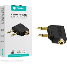 Coteci 3.5mm Uçak Içi Çift Girişli Ses ve Kulaklık Adaptörü | Jak Uyumlu Parazit Önleyici