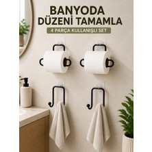 Elitse Banyo ve Mutfak Için 4 Parça Set 2 Adet Kağıtlık 2 Adet Havlu Askısı