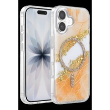 Elitse Onegif Apple Iphone 17 Lotus Simli Magsafe Kapak - Turuncu
