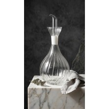 Leylart 900 ml Borosilikat Tombul Çizgili Cam Yağdanlık – Damlatmaz Yağlık / Sirkelik (1 Adet)