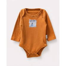 Turuncu – Penguen Desenli Erkek Bebe Çıtçıtlı Badi