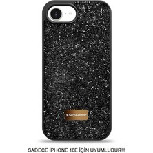 Skyarmor iPhone 16E Uyumlu Kafie Iç Yüzey Tasarımlı Taşlı Işıltılı Parlak Pırlanta Kılıf Dia Plus