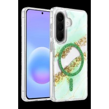Elitse Onegif Samsung Galaxy A56 Lotus Simli Magsafe Kapak - Yeşil