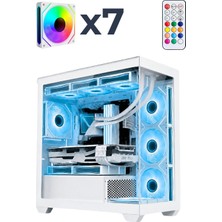 Revenge Serenity 7xargb Fanlı Kumandalı USB 3.0 Beyaz Temperli Cam Panoramik Akvaryum Gaming Bilgisayar Kasası