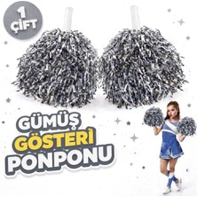 1 Çift Gümüş Renk Okul Gösteri Ponponları Ekstra Dolgun