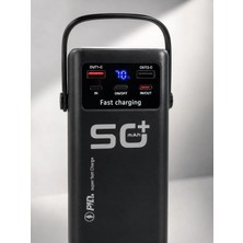 Elitse 50.000 Mah Taşınabilir Powerbank 22,5 W Hızlı Şarj 4 Dahili Şarj Kablosu Dijital Ekran LED Aydınlatma ve Taşıma Sapı