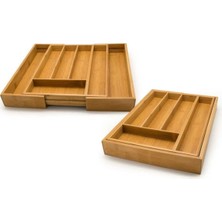 Empressco Büyük Boy 7 Bölmeli Açılır Ayarlanabilir Bambu Ahşap Çekmece Içi Kaşıklık Bulaşıklık