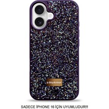 Skyarmor iPhone 16 Uyumlu Kafie Iç Yüzey Tasarımlı Taşlı Işıltılı Parlak Pırlanta Kılıf Dia Plus