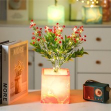 Pembe Saksılı LED Yapay Çiçek