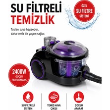 Arnica 2400 W Sulu Elektrikli Süpürge, Turbo ve Mini Turbo Fırça, Su Çekme Aparatı, Parke Başlığı, Teleskopik Boru, Hepa 13 Filtre ve 6 Metre Kablo