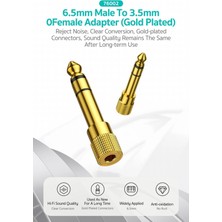 Coteci Hi-Fi Kayıpsız Ses Altın Kaplama 6.5mm To 3.5mm Jak Adaptörü | Amfi ve Gitar Uyumlu Parazit Önleyici
