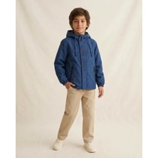 Mavi – Cool Baskılı Fermuarlı Cepli Erkek Yağmurluk