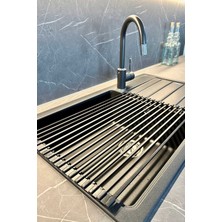 Empressco Pratik ve Şık Lavabo Üstü Katlanabilir Bulaşıklık, Paslanmaz Alüminyum Siyah