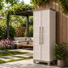 Stratecht Çok Amaçlı Plastik Dolap 4 Raflı Bej  Banyo / Kiler / Balkon