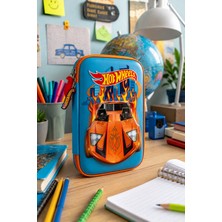 Hot Wheels Eva Kalem Çantası HW-7785 Büyük Turuncu Kalem Kutusu Okul Kalemliği Kırtasiye Çantası