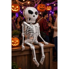 Dodomar Halloween Folyo Balon Iskelet 158X86 cm Cadılar Bayramı Parti Süsü Büyük Boy Dekorasyon Balonu