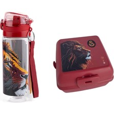 Galatasaray Aslanlı  Matara ve Beslenme Kabı Çatal Kaşık Seti Okul Lunch Box Seti