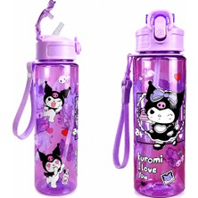 Belkıs Kırtasiye Fenomen Kuromi Pipetli Matara 750 ml Büyük Boy Askı Aparatlı Çantanın En Şirin Eşyası! Kuromi Matara