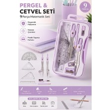 ArtMaster Lila Metal Pergel Seti 9 Parça 1 Paket 9121 Profesyonel Pergel Çizim Proje Matematik Mimar Mühendis Çizim Seti Cetvel