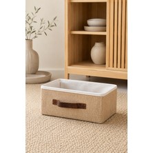 Dathcha Kapaksız Jüt Düzenleyici Sepet M Boy 30X23X13 cm Dolap Içi Raf Banyo Organizer Saklama Kutusu