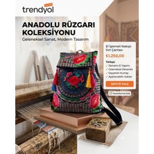 Empressco Etnik Nakışlı Çiçek Desenli Kadın Sırt Çantası Renkli Püsküllü Otantik