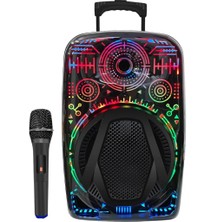 Sungur's Store 8 Inç Taşınabilir Karaoke Hoparlör Mikrofonlu Rgb Işıklı Bluetooth Speaker