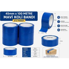 Ness Global 45 mm x 100 Metre Mavi Koli Bandı 6'lı Paket – Güçlü Yapışkanlı Akrilik Ambalaj Bandı