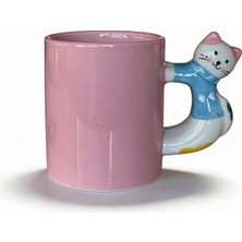 Rosie 3D Pembe Kupa Kedi Kulplu 410 ml