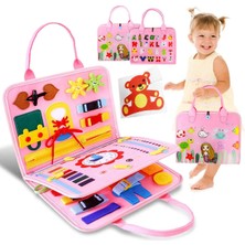 Antiola Montessori Busy Board – Keçe Aktivite Çantası | 1+ Yaş Için Eğitici ve Duyusal Oyuncak, 4 Sayfa