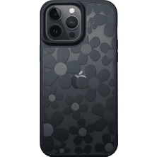 Sungur's Store Iphone 16 Pro Max Çiçekli Kılıf Bağlama Aparatlı Siyah