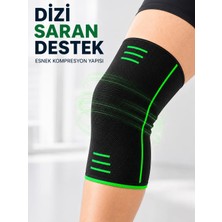 GRAYLINE Siyah Yeşil Diz Desteği Esnek Örme Kumaşlı Spor Dizlik