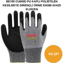 Beybi Arge Toptan CU600 D Pu Kaplı Polietilen Kesilmeye Dirençli Örme Eldiven 12 Adet No 10 Xl