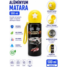 Belkıs Kırtasiye Alüminyum Matara 500 ml Çocuk Su Matarası Pipetli Sızdırmaz Dayanıklı Taşıma Ipli