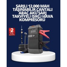 Canarino Şarjlı 12000 Mah Araç Akü Takviye ve Hava Kompresörü 4’ü 1 Arada