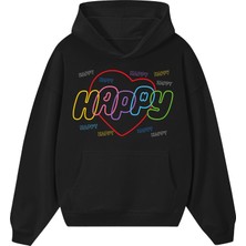 BarsDepo Bts Happy Baskılı Unisex Oversize Hoodıe