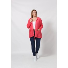 Moda Berray B027 Cebi Pullu Kapüşonlu Gömlek Nar Çiçeği