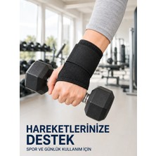 Grandor Başparmak Geçişli El Bilek Desteği Ayarlanabilir Cırtlı Bileklik Bandajı Siyah