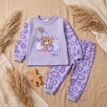 Minelora Ayıcık Baskılı Kız Bebek Pijama Takımı