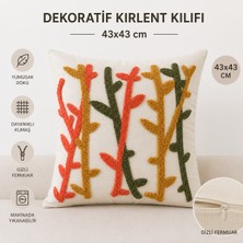 Luna Sacra Dekoratif Kırlent Kılıfı 43X43 cm Bohem Nakışlı Şönil Dokulu Fermuarlı Koltuk Kırlenti