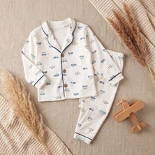 Minelora Uçak Desenli Pamuklu Erkek Çocuk Pijama Takımı