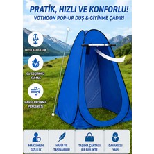 ALK Otomatik Kabin Giyinme Çadırı 120X120X190 cm Üst Havalandırma Yan Pencereli Duş & Wc Çadırı Mavi