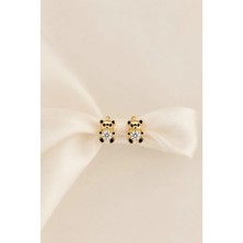 Bade Jewelry Çocuk Kararmaz Xuping Taşlı Ayıcık Halka Küpe (1 cm Çap)