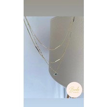 Bade Jewelry Fd Gold 3’lü Tasarım Göz Detaylı Kararmaz Çelik Şık Kolye