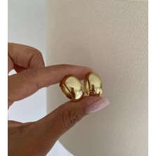 Bade Jewelry Fd Gold Bombeli Tasarım Kararmaz Çelik Basic Halka Küpe