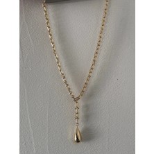 Bade Jewelry Vip Gold Damla Sarkıt Detaylı Modern Kararmaz Çelik Kolye
