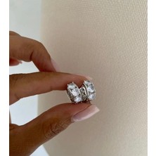 Bade Jewelry Fd Silver Minimal Suyolu Model Kararmaz Çelik Halka Küpe