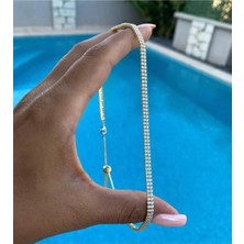 Bade Jewelry Fd Gold Çift Sıra Suyolu Model Asansörlü&kopçalı Ayarlanabilir Kararmaz Şık Choker Kolye