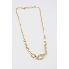 Bade Jewelry Vip Gold Gurmet Zincirli Taş Detaylı Luxuruy Kararmaz Çelik Kolye 45+5 cm